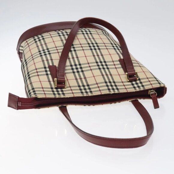 BURBERRY Nova Check Shoulder Bag Canvas Beige Gold Auth bs24664 - Picture 8 of 16